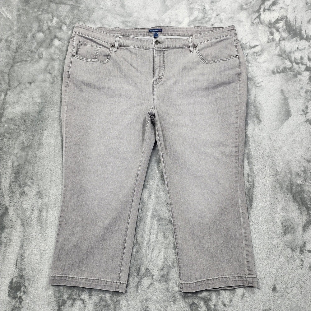 Isaac Mizrahi Live Jeans Womens 26WP Gray High Rise Straight Ankle Crop Stretch‎